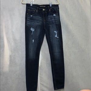 Express Lightly Distressed Dark Wash Jeans